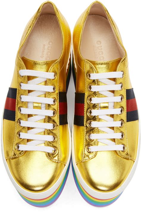 gucci metallic rainbow sneakers|Gucci peggy rainbow sneakers.